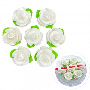 Cukrowe Kwiaty - Róże średnie białe 7szt