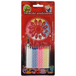 Świeczki urodzinowe  MIX 1, 24szt. + 12pod.