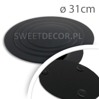 Podkład pod tort okrągły - czarna pleksa 3mm - średnica 31cm