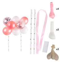 Balony dekoracyjne do tortu - zestaw różowy