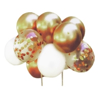 Balony dekoracyjne do tortu - zestaw złoto biały