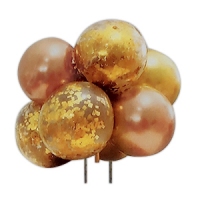 Balony dekoracyjne do tortu - zestaw złoto miedziany