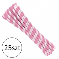 Biało-Różowe słomki 20cm papierowe - 25szt