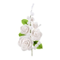 Bukiet z dragantu - białe róże + białe kwiatki