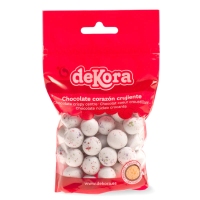 Chrupiące kulki w mlecznej czekoladzie - białe 100g DEKORA