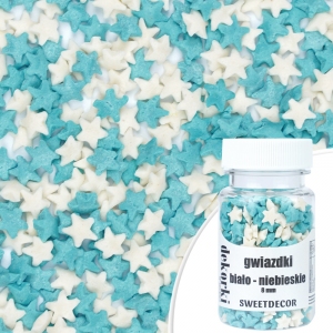 Cukrowe Dekorki Gwiazdki Biało-Niebieskie 8mm - 30g