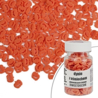 Cukrowe Dekorki Halloween - Dynie z uśmiechem - Ciemno Pomarańczowe - 30g