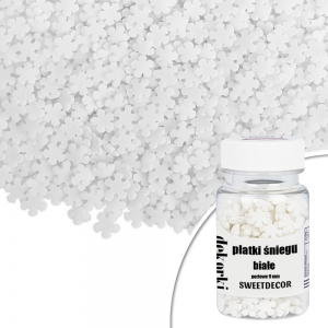 Cukrowe Dekorki Płatki Śniegu Białe 9mm - 30g