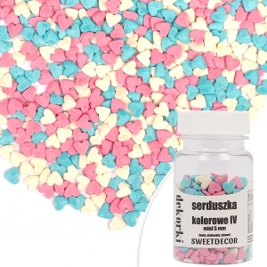 Cukrowe dekorki Serduszka Kolorowe IV - 30g