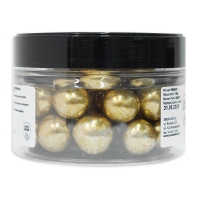 Czekoladowe kulki dekoracyjne w mlecznej czekoladzie z orzechem laskowym - złote 150g