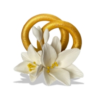 Dekoracja cukrowa - Obrączki ślubne złote z liliami