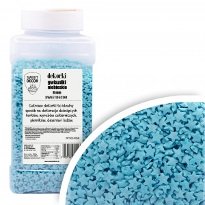 Dekoracje cukrowe GWIAZDKI niebieskie 8mm 600g