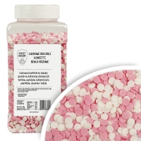 Dekoracje cukrowe KONFETTI Różowo-białe 600g