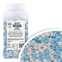 Dekoracje cukrowe PŁATKI ŚNIEGU biało niebieskie perłowe 600g