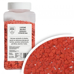 Dekoracje cukrowe SERDUSZKA CZERWONE 600g 8mm
