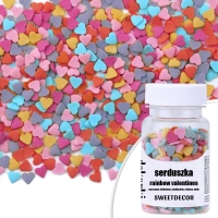 Dekoracje cukrowe SERDUSZKA - Rainbow Valentines 30g