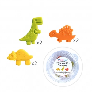 Dekoracje czekoladowe - Dinozaury kolorowe 6 szt. (pomarańczowy x2, zielony x2, żółty x2)