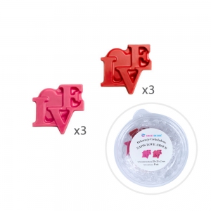 Dekoracje czekoladowe - Napis Love Amour 6 szt. (różowy x3, czerwony x3)