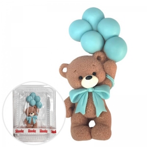 Figurka cukrowa - Miś z niebieskimi balonikami