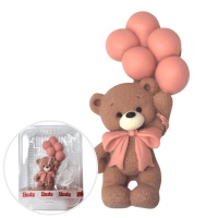 Figurka cukrowa - Miś z różowymi balonikami