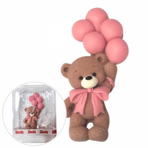 Figurka cukrowa - Miś z różowymi balonikami