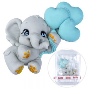 Figurka cukrowa - Słonik z niebieskimi balonami