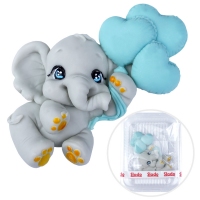 Figurka cukrowa - Słonik z niebieskimi balonami