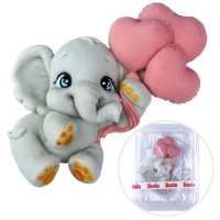 Figurka cukrowa - Słonik z różowymi balonami