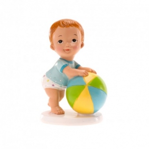 Figurka Dzidziuś z piłką - Chłopczyk niebieski