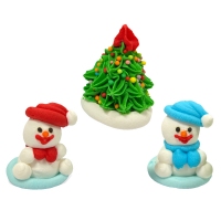 Figurki Cukrowe - Choinka z bałwankami