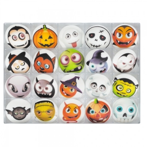 Figurki cukrowe - Halloweenowe emotikony wypukłe - 20szt