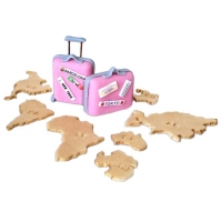 Figurki cukrowe - zestaw podróżnika różowy + kontynenty złote