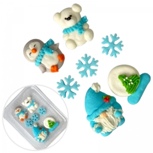 Figurki Cukrowe - Zestaw Świąteczny niebieski