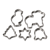 Foremki metalowe mix 5szt (kwiatek, gwiazdka, choinka, kurczak, owca)