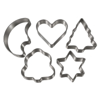 Foremki metalowe mix duże 5szt (serce, choinka, gwiazdka, księżyc, drzewko)