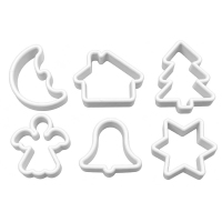 Foremki plastikowe Boże Narodzenie (dzwonek, gwiazdka, choinka, domek, anioł, księżyc)