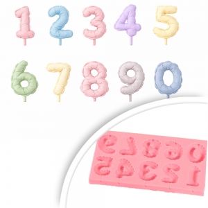 Forma silikonowa - Cyfry 0 - 9 w kształcie balonów