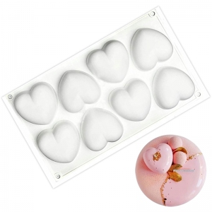 Forma silikonowa do deserów - biała - serca 8szt