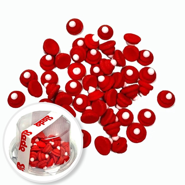 Figurki Cukrowe - Bezowe Mikro czapeczki mikołaja - Czerwona