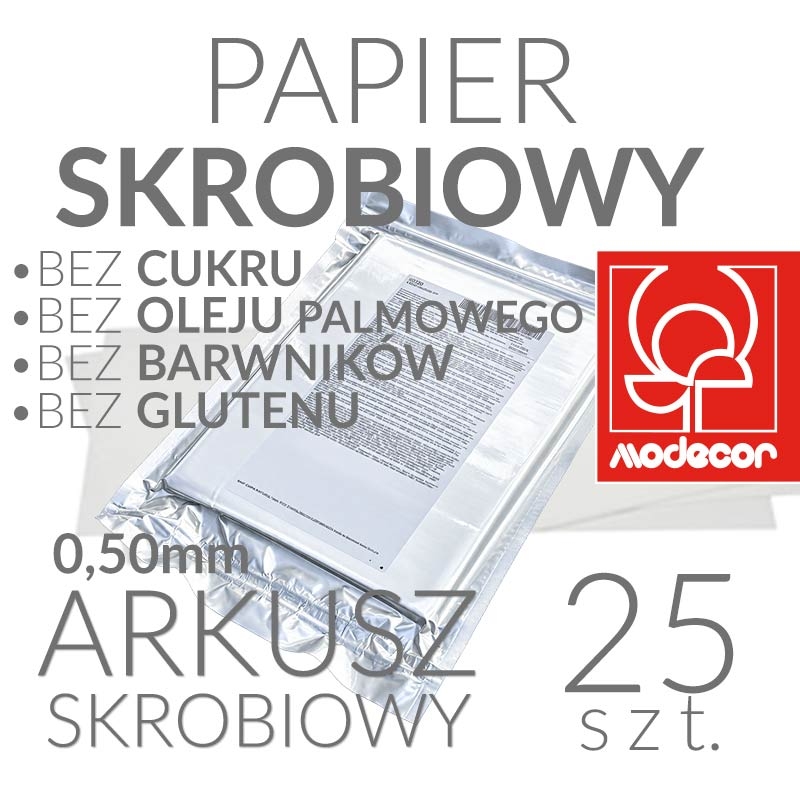 Jadalny papier skrobiowy BEZ CUKRU I GLUTENU (FreeTOP) - 25szt