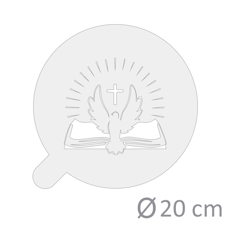 Szablon do aerografu - Komunijny - 20cm - KSIĘGA + GOŁĄBEK - 811