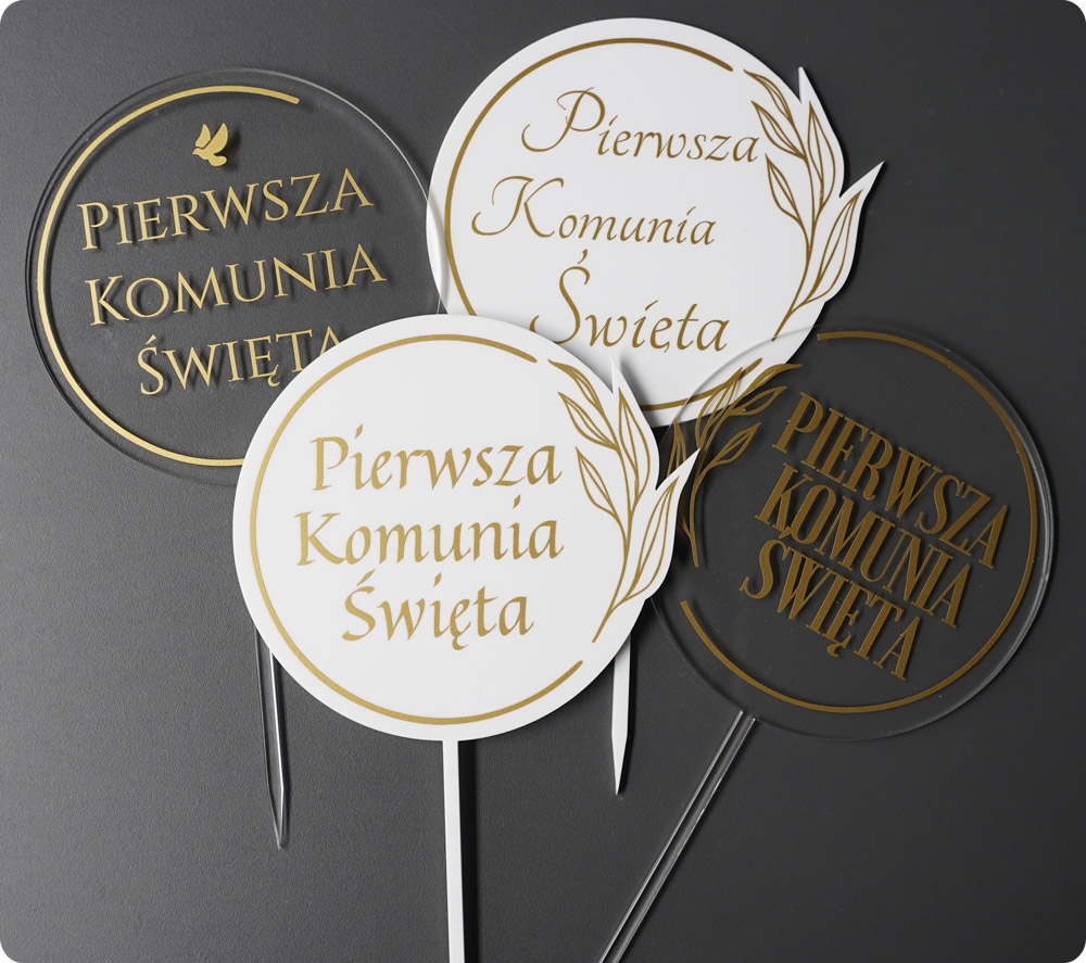 Topper - Premium Gold - Pierwsza Komunia Święta - 151N_B - Napis złoty