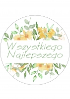 Opłatek na tort - "Wszystkiego najlepszego" kwieciste II 5038113 - 21 cm