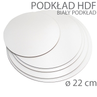 Okrągły podkład hdf biały - wys. 3mm - 22cm