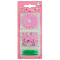 Blister zestaw różowy - margaretki +kwiatki mini + liście