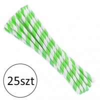 Zielono-białe słomki 20cm papierowe - 25szt - grube