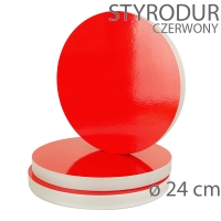 Okrągły styrodur podkład - wys. 22mm - 24cm - CZERWONY