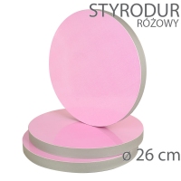 Okrągły styrodur podkład - wys. 22mm - 26cm - RÓŻOWY