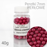 Perłowe Perełki 7mm - różowe ciemne 40g