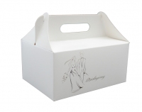 Opakowanie weselne na podziękowanie - koszyczek z PARĄ MŁODĄ 19cm x 14cm x 9cm Złoty Napis